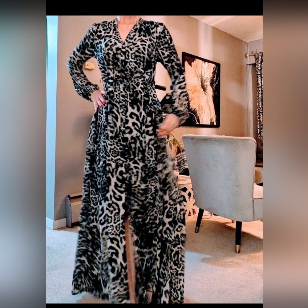 Elegant Leopard Print Maxi Dress Michael Kors